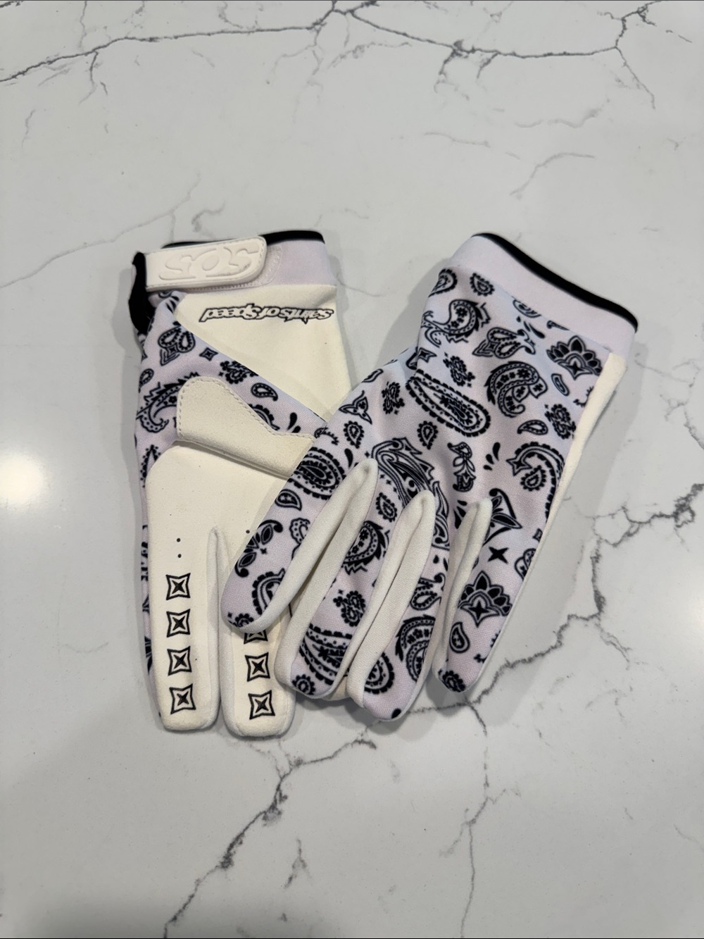 MX White Paisley gloves